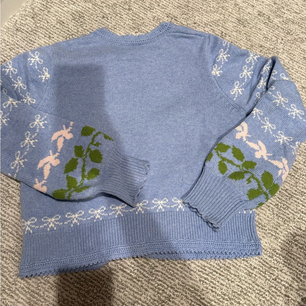 LoveShackFancy Floral Blue Cardigan Sweater - Picture 2 of 3